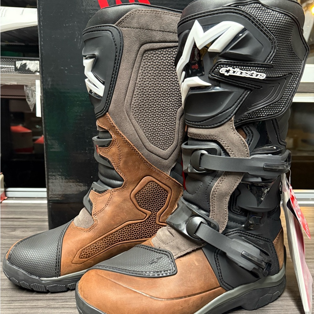 New Alpinestars Black and Brown Men's Adventure Boots SZ8